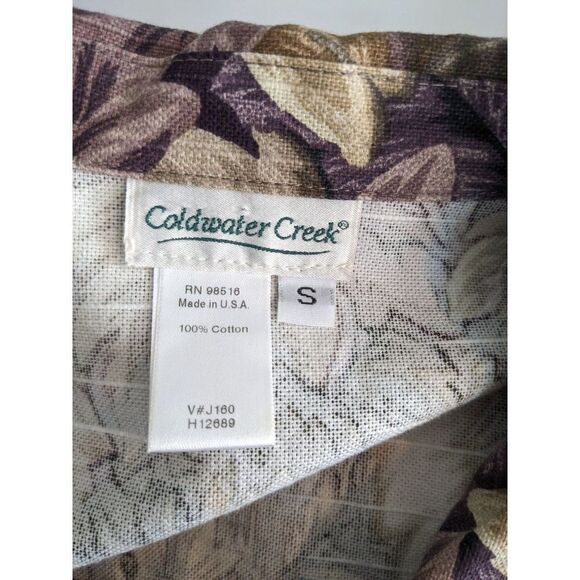 Vintage Coldwater Creek Purple and Green Leaf Print Denim Jacket - Small - Picture 4 of 6